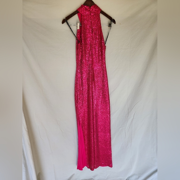 Women's Rachel Roy Harland Pink Sequins Gown With Slit - Picture 11 of 14
